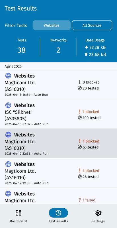 Choose specific test run